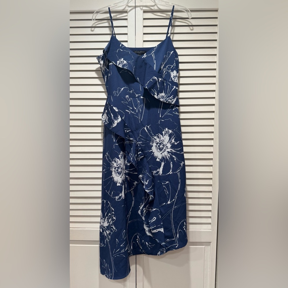 Banana Republic—8P, Blue/White Asymmetrical Dress, Adj. Straps, Side Zipper—EUC! - Picture 2 of 6